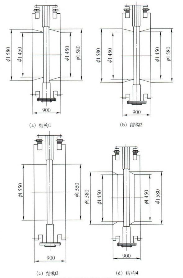圖1 四種流體通道結構二維圖 圖1 四種流體通道結構二維圖